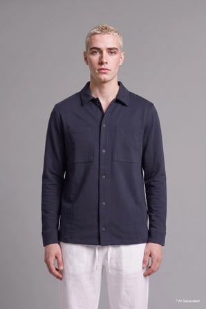 Defacto H6548AXNV146 Lacivert Regular Fit Çift Cepli Gömlek Ceket