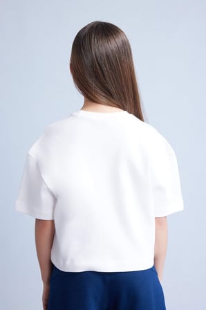DeFacto Oversize Bisiklet Yaka Kısa Kollu Tişört Kız Çocuk H7237A826SMWT34