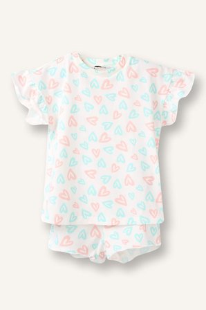 DeFacto %100 Pamuk Baskılı 2'li Ecru Pijama Takımı Kız Bebek H9309A526SMER233
