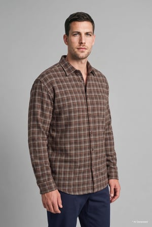 %100 Pamuk Regular Fit Polo Yaka Kareli Flanel Uzun Kollu Gömlek