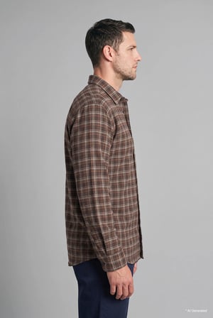 %100 Pamuk Regular Fit Polo Yaka Kareli Flanel Uzun Kollu Gömlek