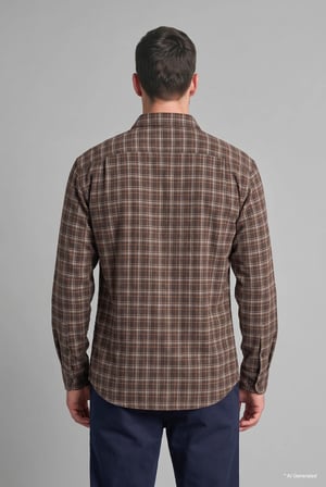%100 Pamuk Regular Fit Polo Yaka Kareli Flanel Uzun Kollu Gömlek