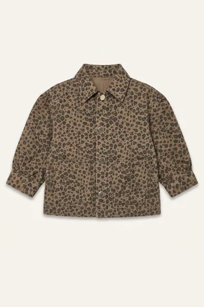 Leopar Desenli Gabardin Uzun Kollu Ceket Gömlek Kız Bebek