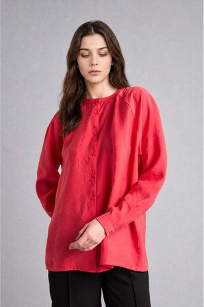 DeFacto Relax Fıt Modal Uzun Kollu Koyu Mercan Tunik H5279AX26SMRD352