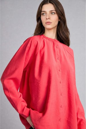 DeFacto Relax Fıt Modal Uzun Kollu Koyu Mercan Tunik H5279AX26SMRD352