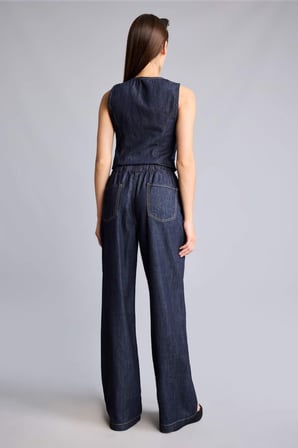 Wide Leg Cepli İndigo Jean Pantolon