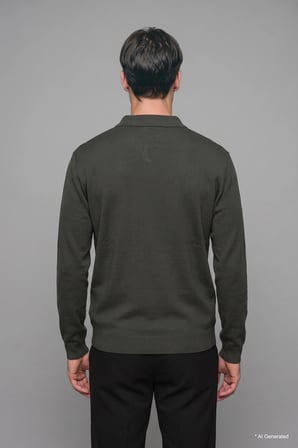Standart Fit Düğmeli Polo Yaka Triko Basic Kazak