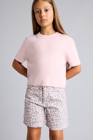 DeFacto %100 Pamuk Leopar Desenli Gabardin Şort Kız Çocuk I5509A826HSPN22