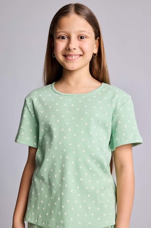 DeFacto Regular Fıt Puantiyeli Fitilli Kaşkorse 2'li Pijama Takımı Kız Çocuk H8103A826HSGN1136