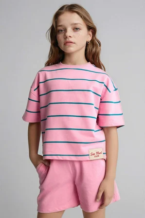 DeFacto Sweatshirt Kumaşı 2'li Takım Kız Çocuk H7876A826SMPN82