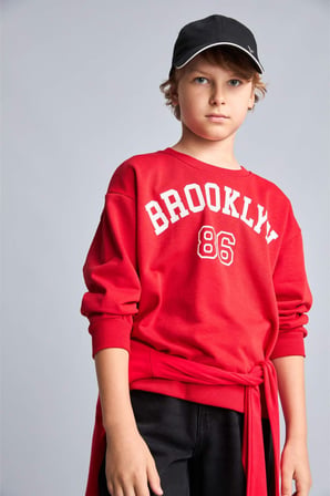 DeFacto Regular Fıt Bisiklet Yaka Kolej Baskılı Sweatshirt Erkek Çocuk H9894A826AURD79