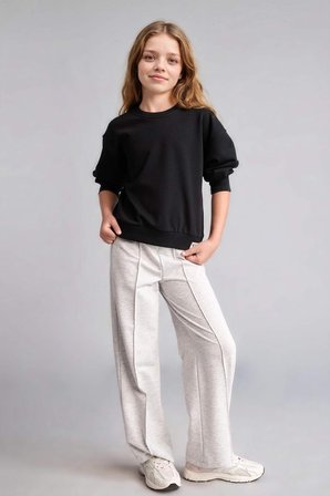 DeFacto Pamuklu Wıde Leg Açık Gri Melanj Pantolon Kız Çocuk I3104A826AUGR421