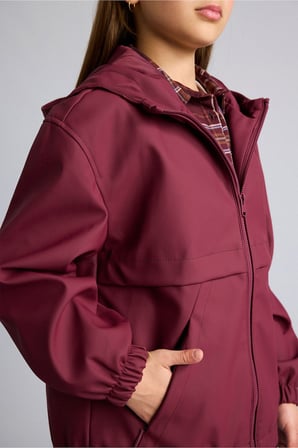 Oversize Su İtici Fermuarlı Kapüşonlu Yağmurluk Kız Çocuk