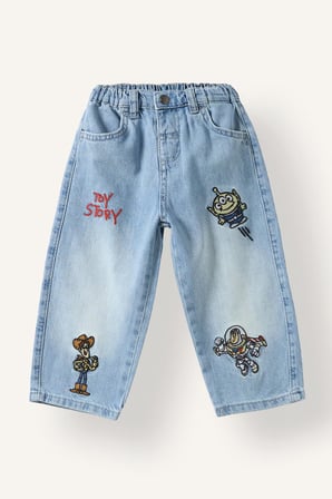 DeFacto %100 Pamuk Toy Story İşlemeli Lastikli Bel Jean Pantolon Erkek Bebek H8714A526AUBE394