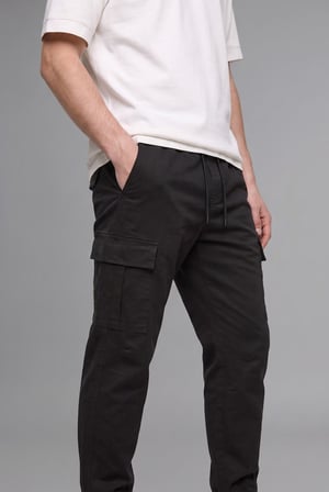 DeFacto Regular Fit Beli Bağcıklı Kargo Cepli Jogger Pantolon F4681AX26AUBK81