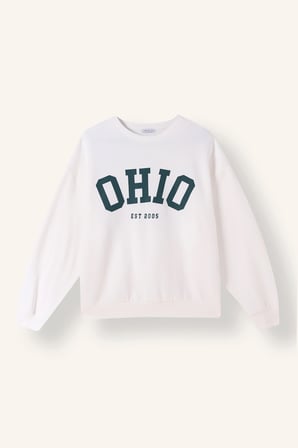Oversıze Bisiklet Yaka Baskılı Sweatshirt