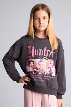 DeFacto Kpop - Demon Hunters Relax Fıt Bisiklet Yaka Baskılı Sweatshirt Kız Çocuk I3550A826AUAR150