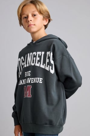 Overshirt Fit Kapüşonlu İçi Yumuşak Tüylü Baskılı Sweatshirt Erkek Çocuk