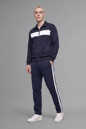 Boxy Fit Polo Yaka Fermuarlı Şeritli Sweatshirt Hırka