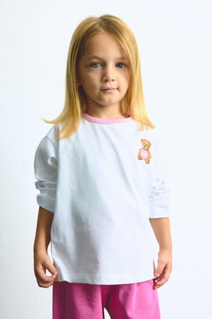 DeFacto Regular Fit Bisiklet Yaka Figürlü Penye Uzun Kollu Tişört Kız Bebek I0577A526AUWT34