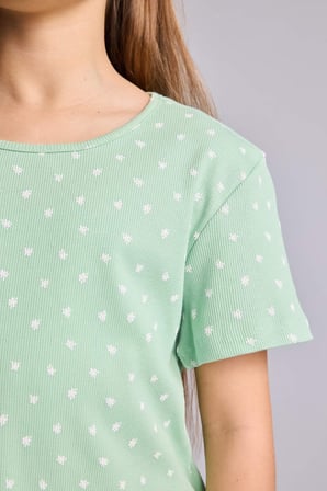 DeFacto Regular Fıt Puantiyeli Fitilli Kaşkorse 2'li Pijama Takımı Kız Çocuk H8103A826HSGN1136