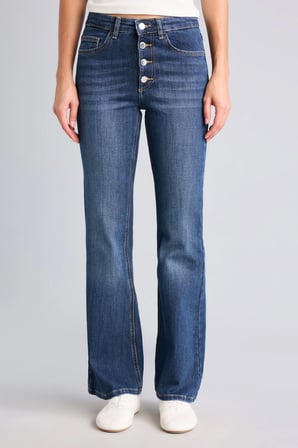 Mıa Düğmeli Flare Fit Normal Bel Jean Pantolon