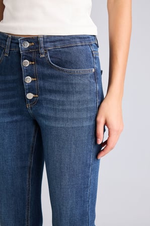 Mıa Düğmeli Flare Fit Normal Bel Jean Pantolon