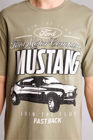 DeFacto %100 Pamuk Ford Motor Company Boxy Fıt Baskılı Tişört F9776AX26SPKH440