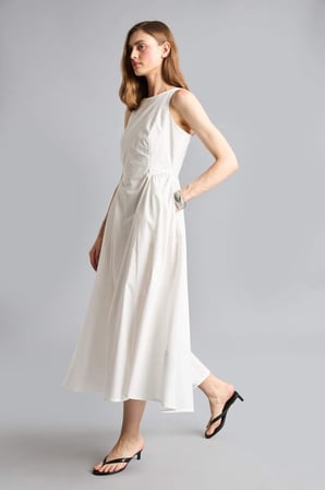DeFacto Fıtted Halter Yaka Poplin Kolsuz Midi Elbise H4575AX26SMWT32