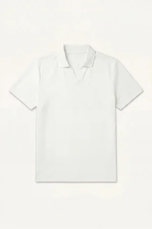 Regular Fit Düğmesiz Resort Yaka Kısa Kollu Basic Polo Tişört