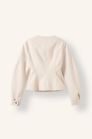 Fitted Bisiklet Yaka Fermuarlı Kısa Kaşe Kaban