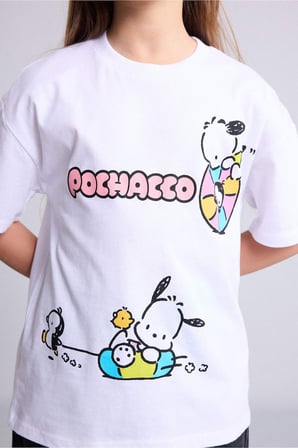 DeFacto Pochacco Oversıze Bisiklet Yaka Kısa Kollu Baskılı Tişört Kız Çocuk H3642A826HSWT79