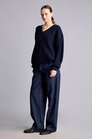 Yüksek Bel Barrel Fit Jean Pantolon