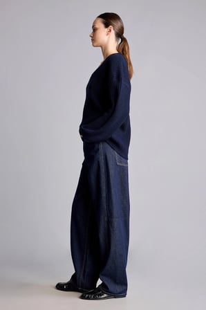 Yüksek Bel Barrel Fit Jean Pantolon