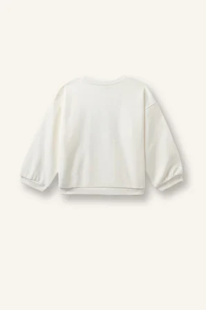 Baskılı Bisiklet Yaka Sweatshirt Kız Bebek