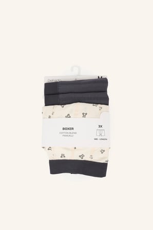 Regular Fıt Desenli Beli Lastikli 3'lü Boxer