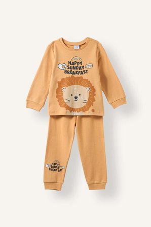 DeFacto %100 Pamuk Baskılı Sweatshirt Üst Lastikli Paça Alt 2'li Pijama Takımı Erkek Bebek I1437A526AUOG615