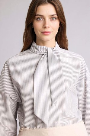 DeFacto Relax Fıt Çizgili Poplin Uzun Kollu Tunik H4225AX26SPWT32