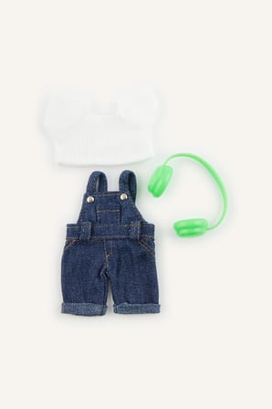 Kadın Denim Salopet Figürlü Charm Anahtarlık