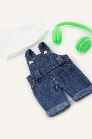 Kadın Denim Salopet Figürlü Charm Anahtarlık