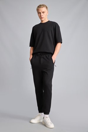 DeFacto Slim Fit Dar Kesim Fermuar Cepli Pike Eşofman Altı D5258AX26AUBK81