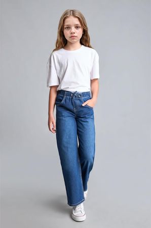 DeFacto Beli Lastikli Wide Leg Jean Pantolon Kız Çocuk H6242A826AUNM28