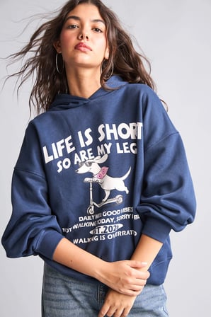 Overshırt Fıt Kapüşonlu Baskılı Kalın Kumaş Sweatshirt