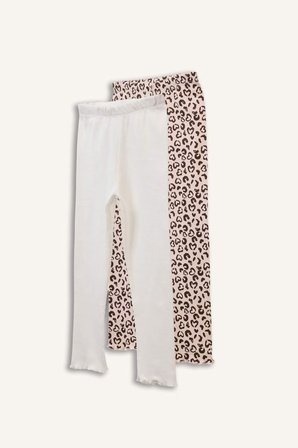 DeFacto Leopar Desenli Fitilli Kaşkorse 2'li Tayt Kız Bebek H3004A526SPER105