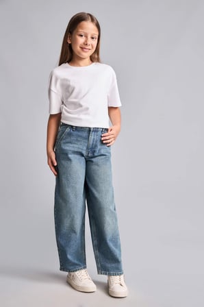 DeFacto Baggy Fıt Jean Mavi Pantolon Kız Çocuk H6244A826AUNM28