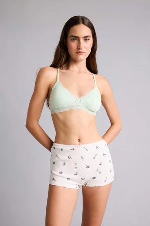 Dantel Detaylı Ribana Sarı Boxer