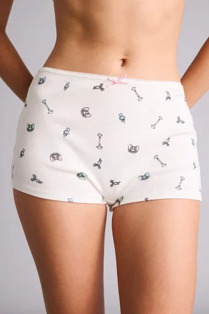Dantel Detaylı Ribana Sarı Boxer