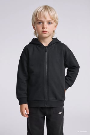 Kapüşonlu Fermuarlı Kalın Sweatshirt Kumaşı Basic Sweatshirt Hırka Erkek Bebek