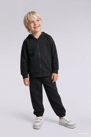 Kapüşonlu Fermuarlı Kalın Sweatshirt Kumaşı Basic Sweatshirt Hırka Erkek Bebek