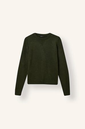 Regular Fit Bisiklet Yaka Basic Yün Karışımlı Kazak